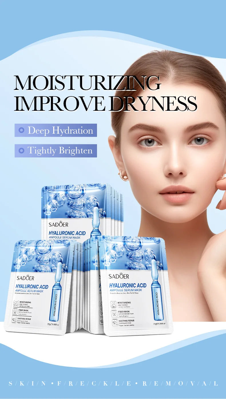 12pcs Hyaluronic Acid Hydrating Facial Mask Sheet Masks For Face Hydrating Shrinking Pores Moisturizing Face Masks Skin Care