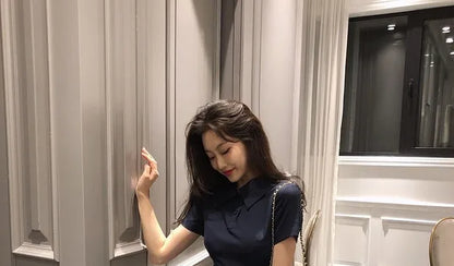 Hebe Sle Retro Collar Little Bla Dr Women Sweet And Spicy Waist Cinching Summer ort Sve High Waist A-Line Dr