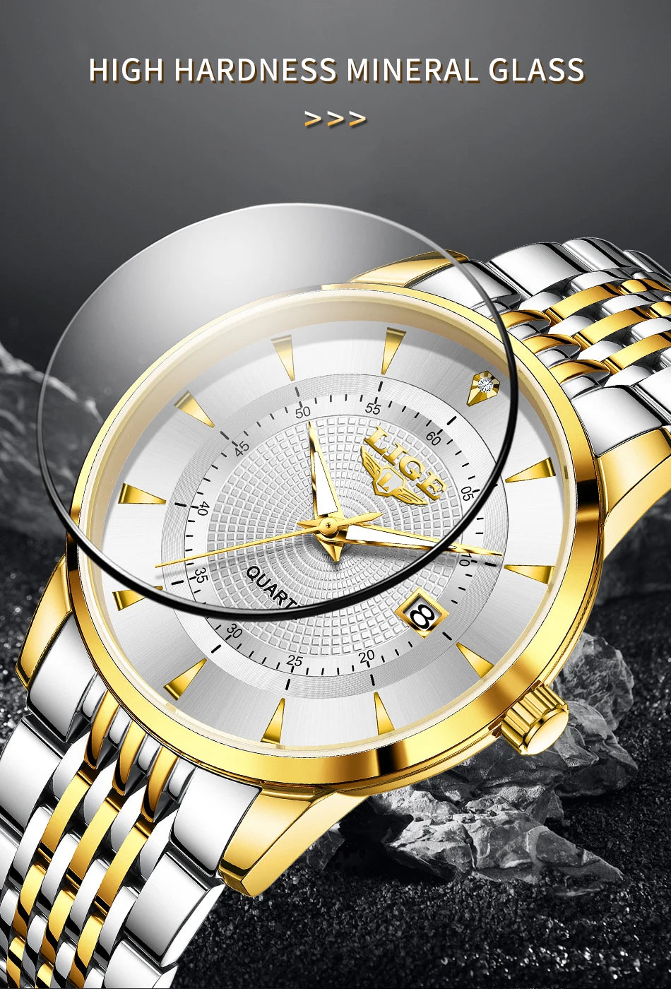 LIGE's new Fashion Women's Watch Luxury Stainless Steel Waterproof Clock Calendar Gift Quartz Watch for Women Relogio Feminino