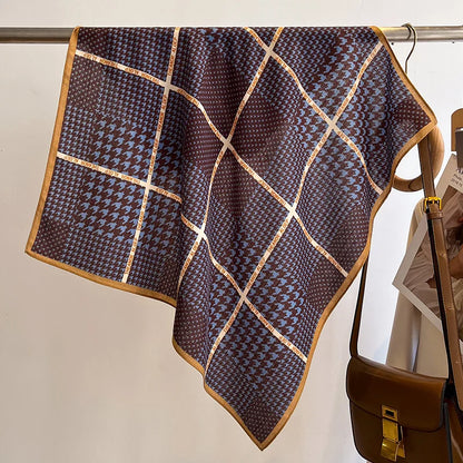 Fashion 70cm Cotton Square Scarf Women Floral Print Design Bandanas Lady Scarves Headband Accessories Handkerchief Hair QME173-02 65x65cm