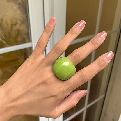 Fashion Resin Plain Ring Candy Color Acrylic Ring Simple Geometric Ring Trendy Ring Exquisite Multicolor Ring Fashion Jewelry Green