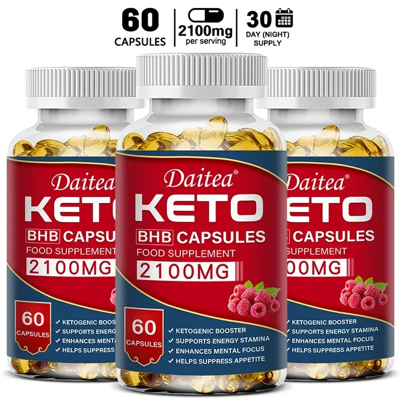 Daitea Fat Burning Weight Loss Keto Softgels - Helps with better body calorie breakdown, weight management and health 60 count-3 bottle