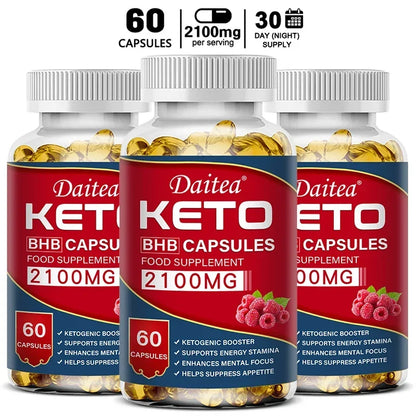 Daitea Fat Burning Weight Loss Keto Softgels - Helps with better body calorie breakdown, weight management and health 60 count-3 bottle