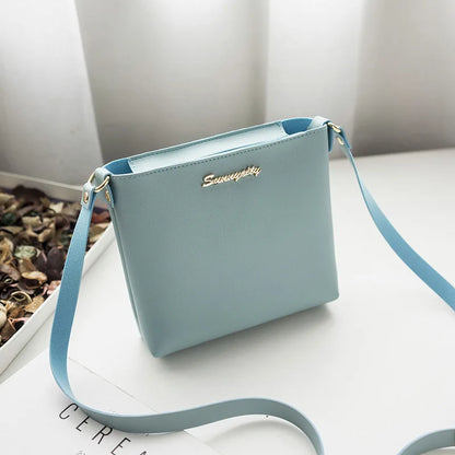 Fashion Solid Color Shoulder Bag Women Crossbody Bags Women PU Leather Woven Bag Mobile Phone Purse Mini Handbags hand bag blue Mini(Max Length<20cm) CHINA