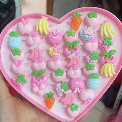 10pcs/lot Children's Cartoon Rings Candy Flower Animal Bow Shape Ring Set Mix Finger Jewellery Rings Kid Girls Toys Anillo 59