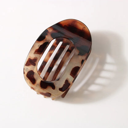 Fashion Oval Flat Hair Clips for Women New Design Leopard Large Flat Round Claw Clip French Concord Hair Clips Hair Accessories 131G-1PCS QBW