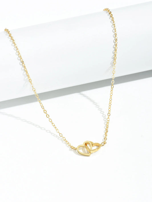 Tiny Cute Double Hollow Heart Chain Necklace Women Fashion Love Necklace Valentine's Day Jewelry for Women Badiee Stylez