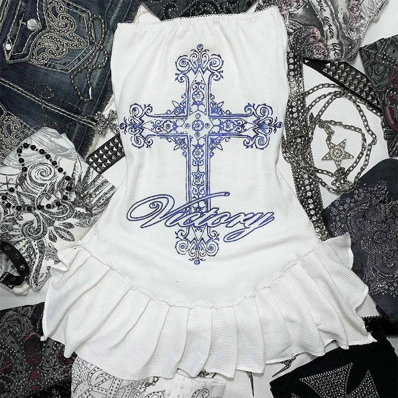 Harajuku Women Casual Chic Dress Sexy Slim Fit Chic Solid Color Bowknot Design Suspender Mini Dresses Y2K Gothic Rock Streetwear Chocolate