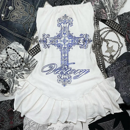 Harajuku Women Casual Chic Dress Sexy Slim Fit Chic Solid Color Bowknot Design Suspender Mini Dresses Y2K Gothic Rock Streetwear Chocolate