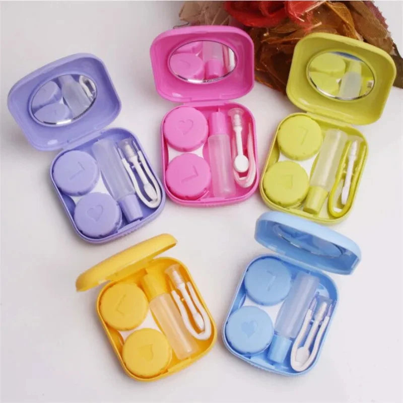 1pcs Mini Square Contact Lens Case with Mirror for Women Colorful Lens Box Eye Container Lovely Travel Kits Badiee Stylez