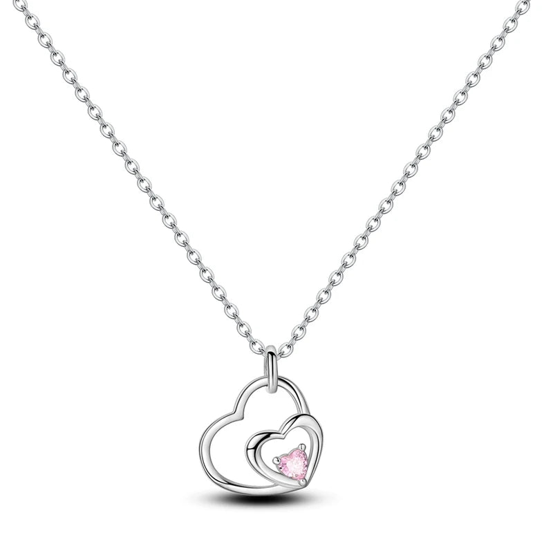 Original 925 Sterling Silver Necklace For Women Class Style Heart Shape Romantic Style High Quality Women Necklace Jewelry Gift KTN045
