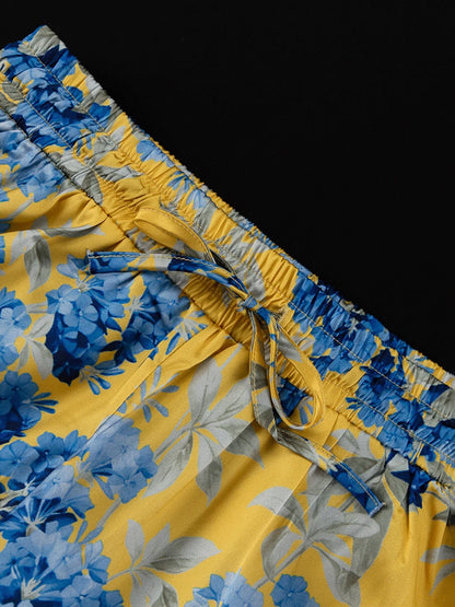 Marthaqiqi Fashion Women Nightwear Suit V-Neck Pajamas Long Sleeve Nightie Lace Up Nightgowns Pants Printing Ladies Pyjamas Set