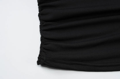 Dulzura Sleeveless Off Shoulder Ruched Bodycon Crop Top Solid Sexy Elegant T-Shirt Party Club Streetwear Spring Summer Top