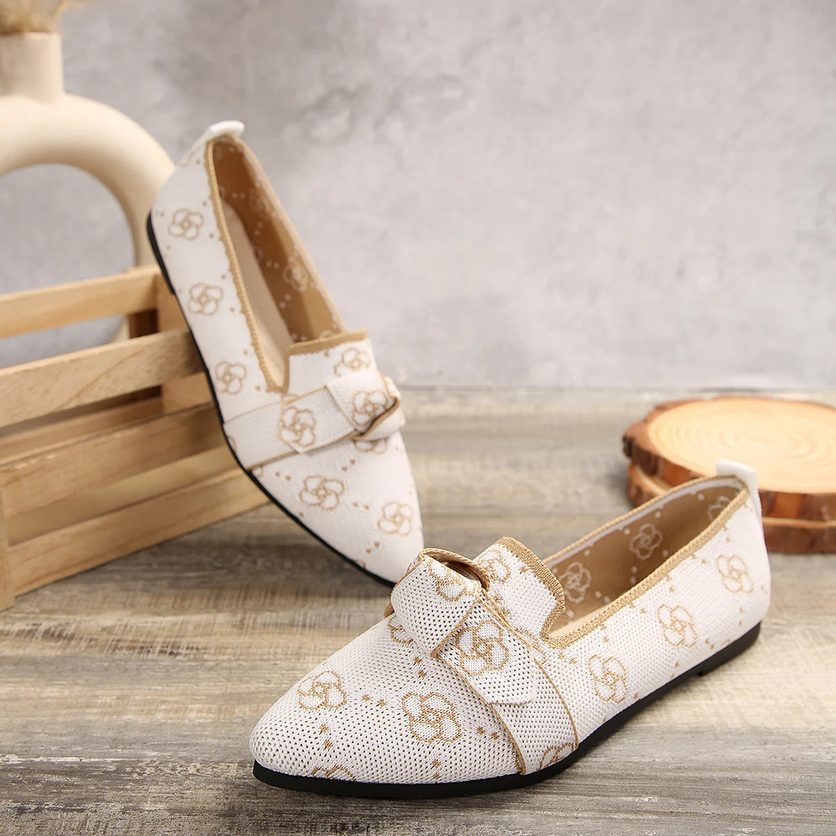 Women Flats Loafers Bowknot Pointed Toe Mesh Casual Shoes Comfort Walkers Ladies Light Lace Up Soft Sole Flats Zapatos De Mujer