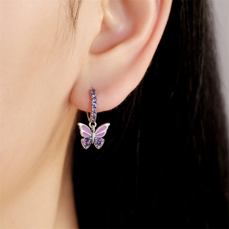 Earrings For Women Silver 925 Fashion Butterfly Snowflake Earrings Cubic Zircon Ear Studs Silver 925 Original Jewelry Gifts