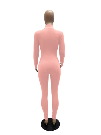 Women's Bodycon One-piece Jumpsuit Long Sleeved Big Zipper Female Casual Sport Workout Skinny Activity Wear Overalls Tops Badiee Stylez