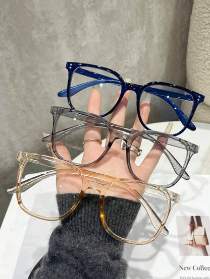 1Pc/3Pcs/4Pcs/6Pcs European and American Classic Popular Square Frame Glasses Set Men's and Women's Fashion Glasses Badiee Stylez