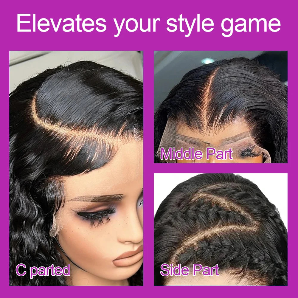 Short Bob Deep Wave Lace Frontal Wig PrePlucked 13x4 13x6 Lace Front Wig Peruvian Curly Human Hair Bob Wigs For Women and Girls Badiee Stylez