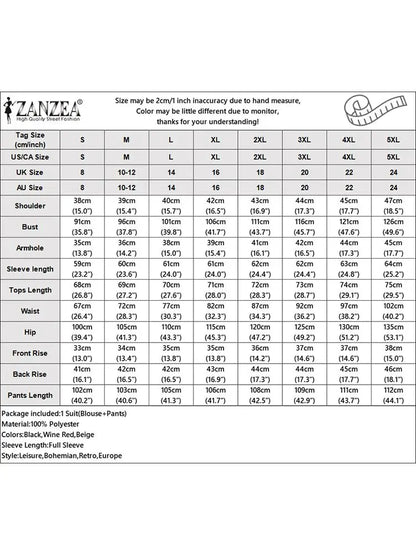 ZANZEA Korean Fashion Blazer Tops 2pcs Suits Autumn 2024 Solid Color Women Elegant Pant Sets Trousers Commute Blazer Suits