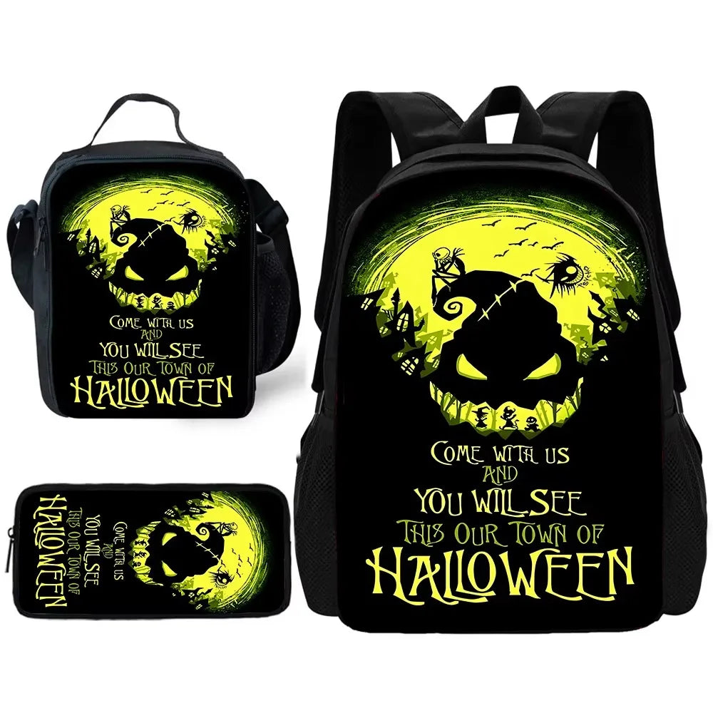 The Nightmare Before Christmas Child School Backpack with Lunch Bags ,Pencil Bags ,School Bags for Boys Girls Best Gift XHOO1-TZ-079-A3