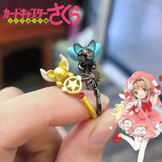 Anime Card Captor Sakura KINOMOTO SAKURA CERBERUS Cosplay Ring Girl Kawaii Cartoon Rings Jewelry Accessories Christmas Gift