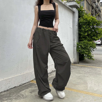 Folds Tanks for Women Solid Elegant Slim Sexy Harajuku Minimalist High Street Y2k Clothes Crop Tops Design