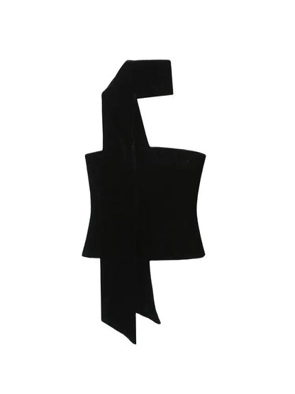 TRZA Women Sexy Fashion With Scarf Strapless Bustier Tops Straight Neck Side Zipper Female Camis Mujer