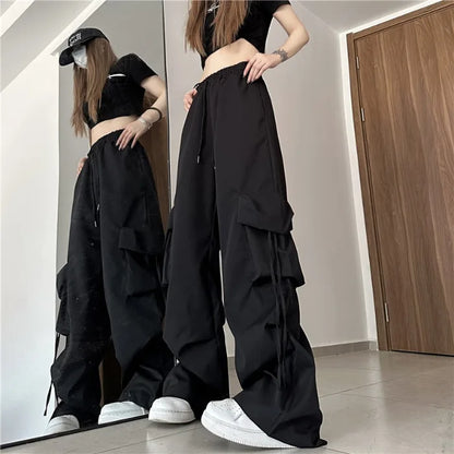 Retro Cargo Pants Women Fashion Streetwear High Waist Thin Casual Sweatpants Harajuku Sports Pants Woman Clothes Trousers Mujer Badiee Stylez