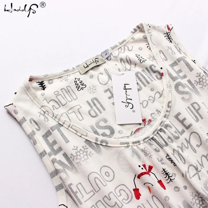 Hzioiys Summer Pajamas Sets Cotton Sleepwear Suit Women Casual Pajama Sets Cartoon Vest Shirt + Shorts Pajamas Suit Plus Size