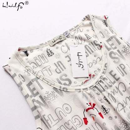 Hzioiys Summer Pajamas Sets Cotton Sleepwear Suit Women Casual Pajama Sets Cartoon Vest Shirt + Shorts Pajamas Suit Plus Size