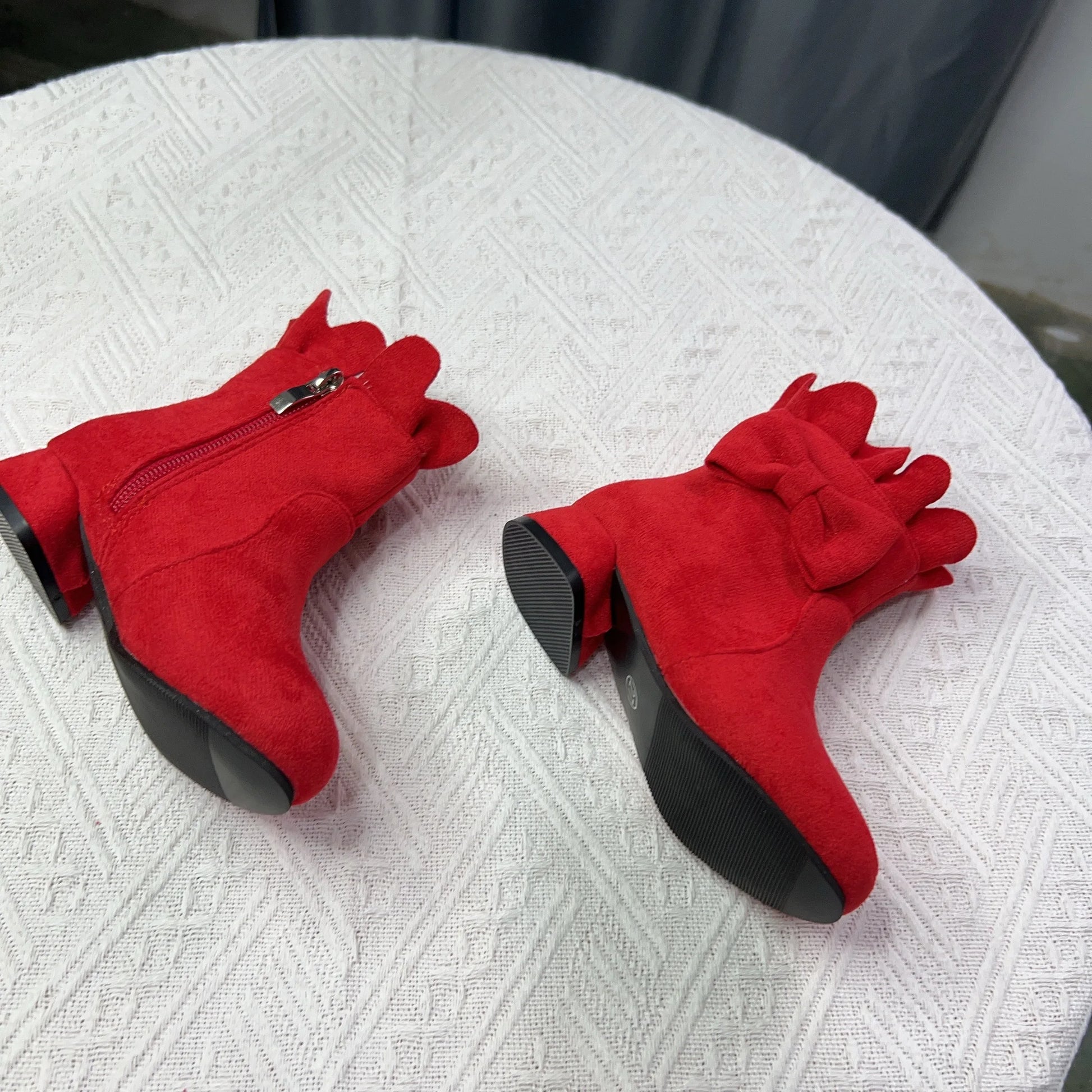 Spring Autumn Bow Girls Fashion Toddler Boots PU Leather Low Heel Kids Princess Boots Party Zip Children Ankle Baby Girl Shoes