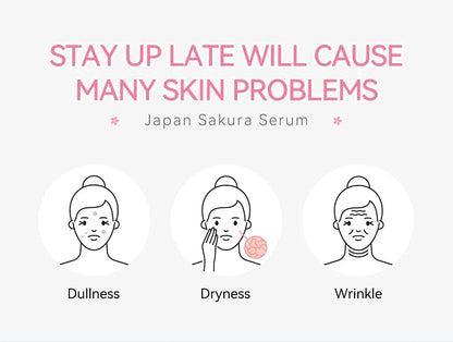 Sakura Whitening Face Serum Fade Fine Lines Anti Aging Tighten Pores Improve Melanin Pigment Dull Moisturizer Brighten Skin Care