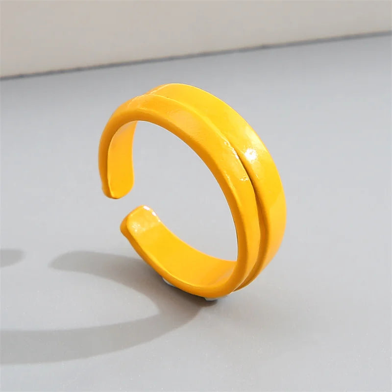 2022 Summer Colorful Ring Set Wholesale Fashion Geometric Chain Candy Color Irregular Opening Rings Women Party Finger Jewelry