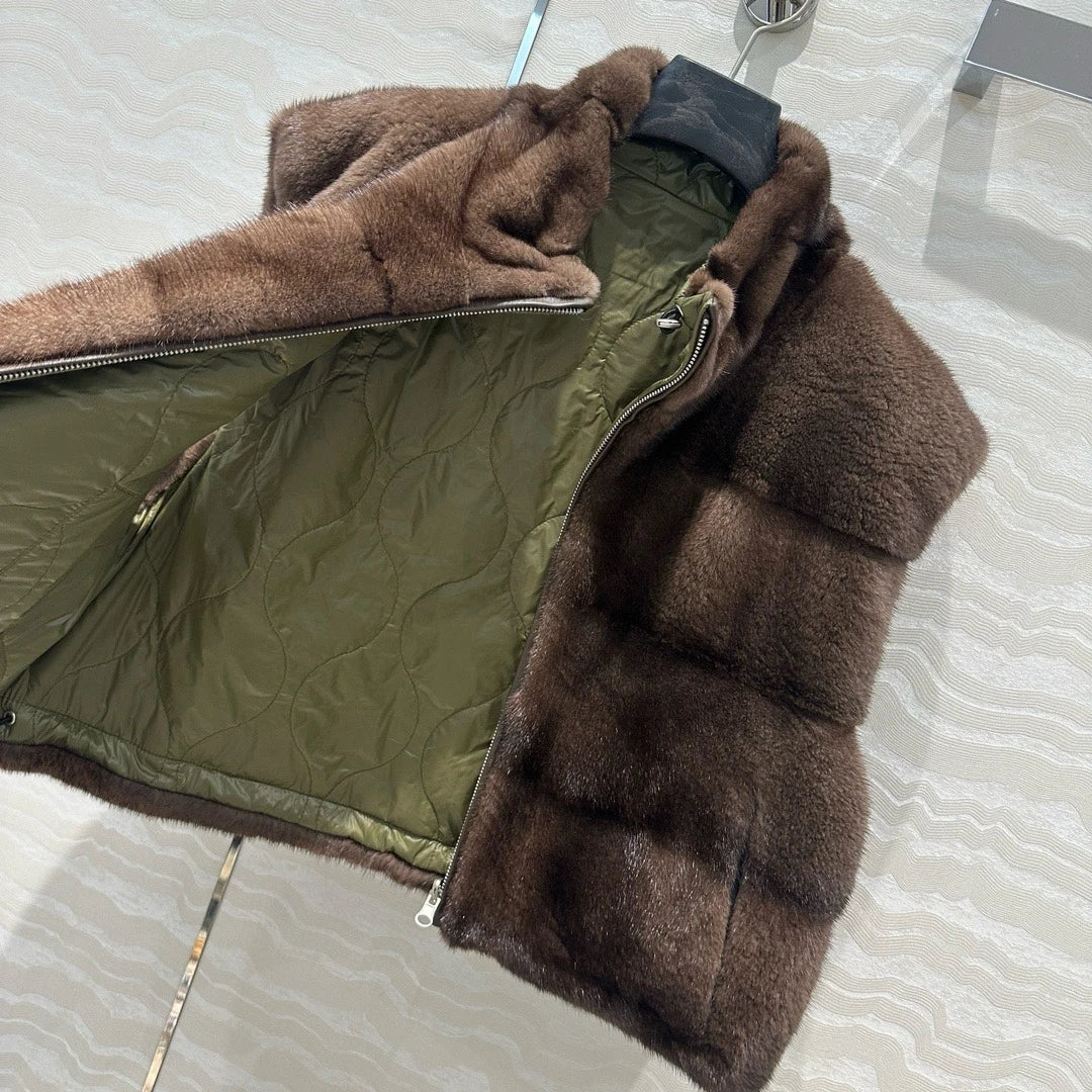 Autumn-winter luxurious short mink zippered vest Badiee Stylez