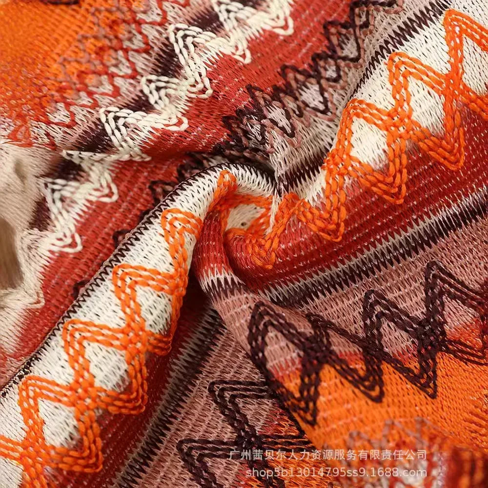 Geometric Patttern Halter Top & Drawstring Shorts Set Sleeveless Tank Top High Waist Shorts Pants 2pcs Clothes Set