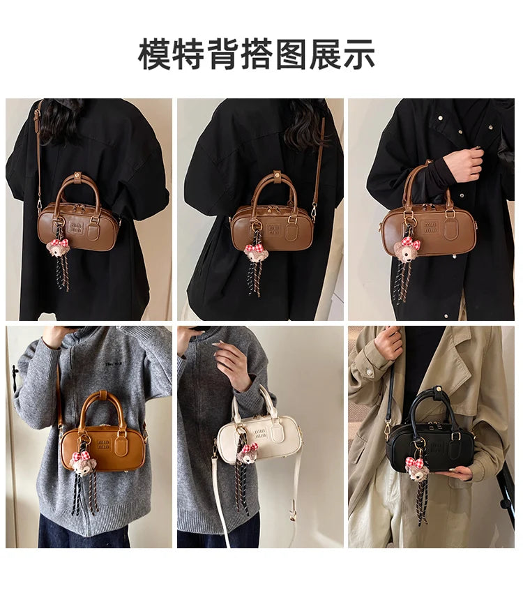 Luxury high-end designer portable bowling bag female 2025 new autumn and winter fashion all-match messenger bag small square bag