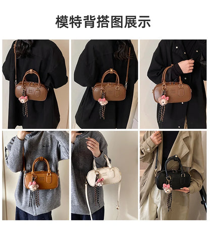 Luxury high-end designer portable bowling bag female 2025 new autumn and winter fashion all-match messenger bag small square bag