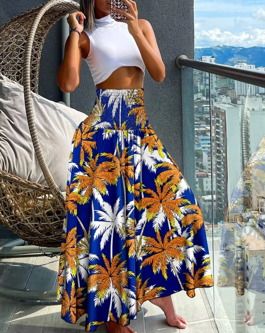 2024 Summer New Women's Leisure Loose Holiday Long Skirt Skirt Women Women's Cheap Clothing and Free Shipping Sales LOOSE DEEP BLUE
