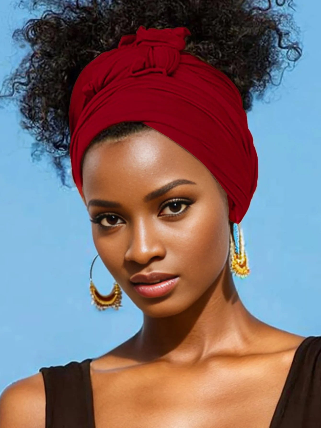 Hot selling stretch jersey turban african headband solid color super soft extra long breathable headband for women