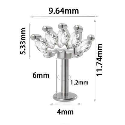 361L Surgical Steel Marquise Vertical Post Helix Piercing Crown/Butterfly Earrings Cartilage Helix Stud Body Piercing Jewelry 1PC Silver Style C