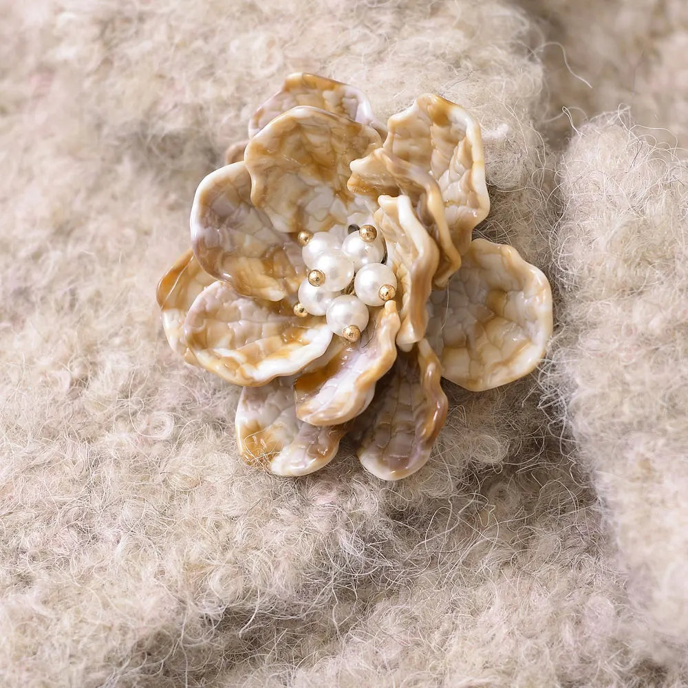 TRZA Women's Floral Button Knit Cardigan Sweater Lapel Collar Long Sleeve Chic Outerwear Fashion Top