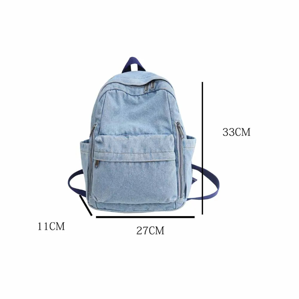 Large Capacity Denim Backpack Custom Embroidered Name Boys Girls Travel Backpack Personalized Daily Rucksack with Any Names