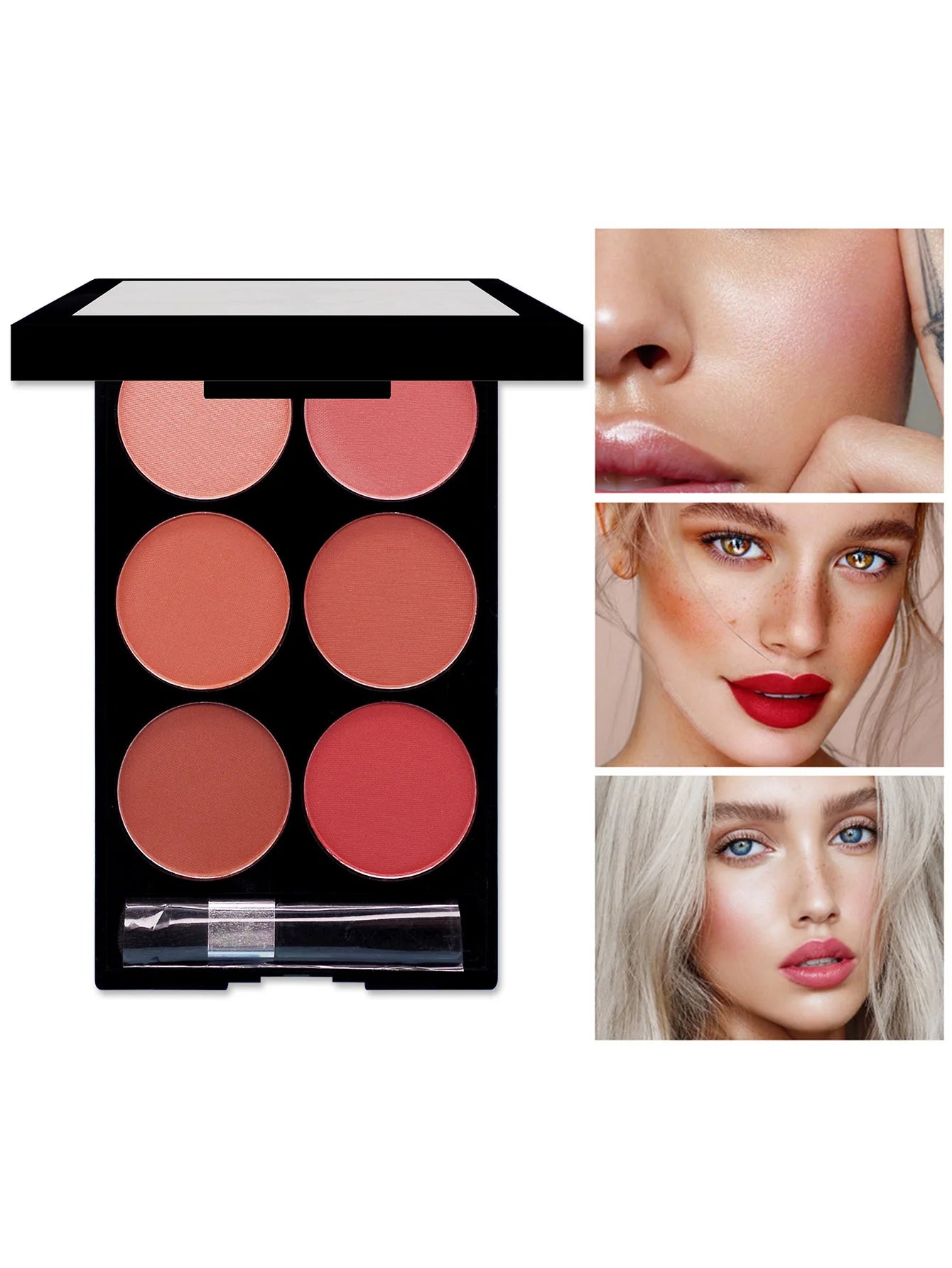 6-color blush and contouring all-in-one palette, pearlescent matte powder makeup palette