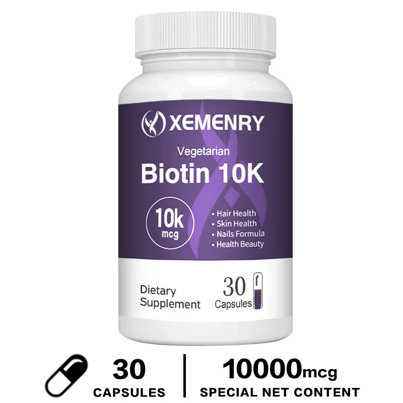 Biotin 10,000mcg - with Coconut Oil Vitamin for Hair Growth, Natural Hair, Skin and Nails - Non-GMO 30 Capsules