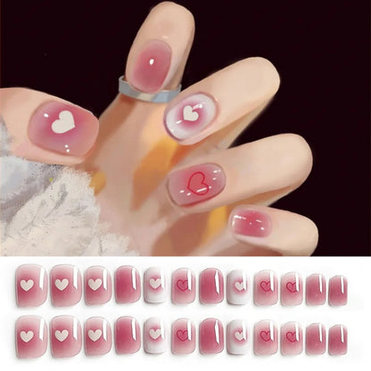 24PCS/SET Cold Black Chess Board Wearing Fake Nails Finished Product Long Full Coverage Acrylic Removable Press on Nails Art Tip PDJ207