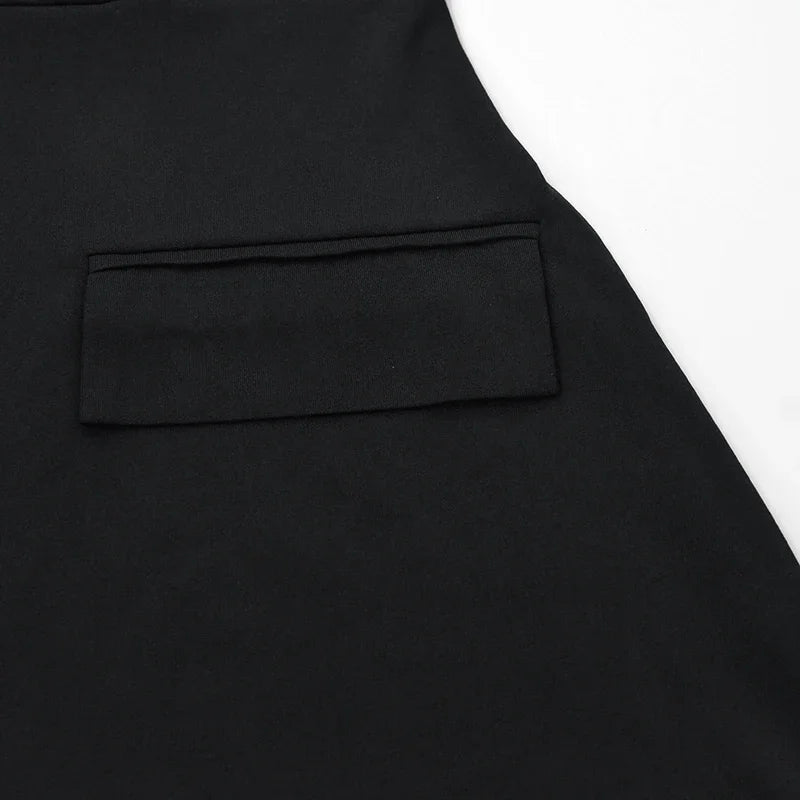 ALTGOTH Emo fashion sexy Mini Dress Women Streetwear Maxi Casual Elegant Party Basic Dresses 2024 New Alt Solid Casual Clubwear