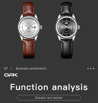 OPK Brand Women's Watch Fashion Double Calendar Quartz Waterproof Night Light 6002
