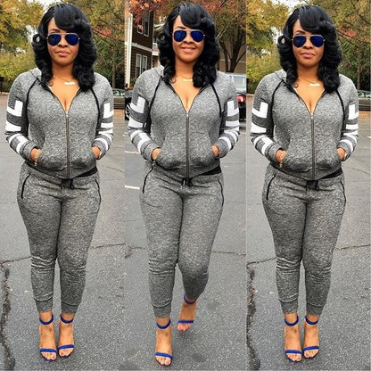Women Clothes Sets 2025 New Casual GreyTracksuits Two Piece Set Women Sport Suit Hoodies Jogging Plus Size Harajuku Badiee Stylez