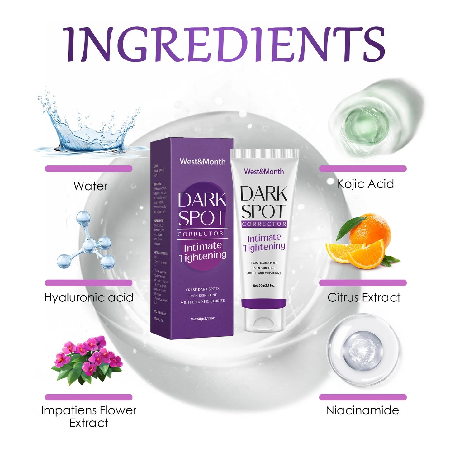 Nicotinamide Brightening Cream For Dark Skin Effective Lighten Thigh Inner Bleach Remove Melanin Private Parts Brighten Cream