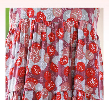 New Fashion Casual 2025 Summer Elegant Dresses For Women O-Neck Print Vintage Sleeveless Dress Loose Women Clothing